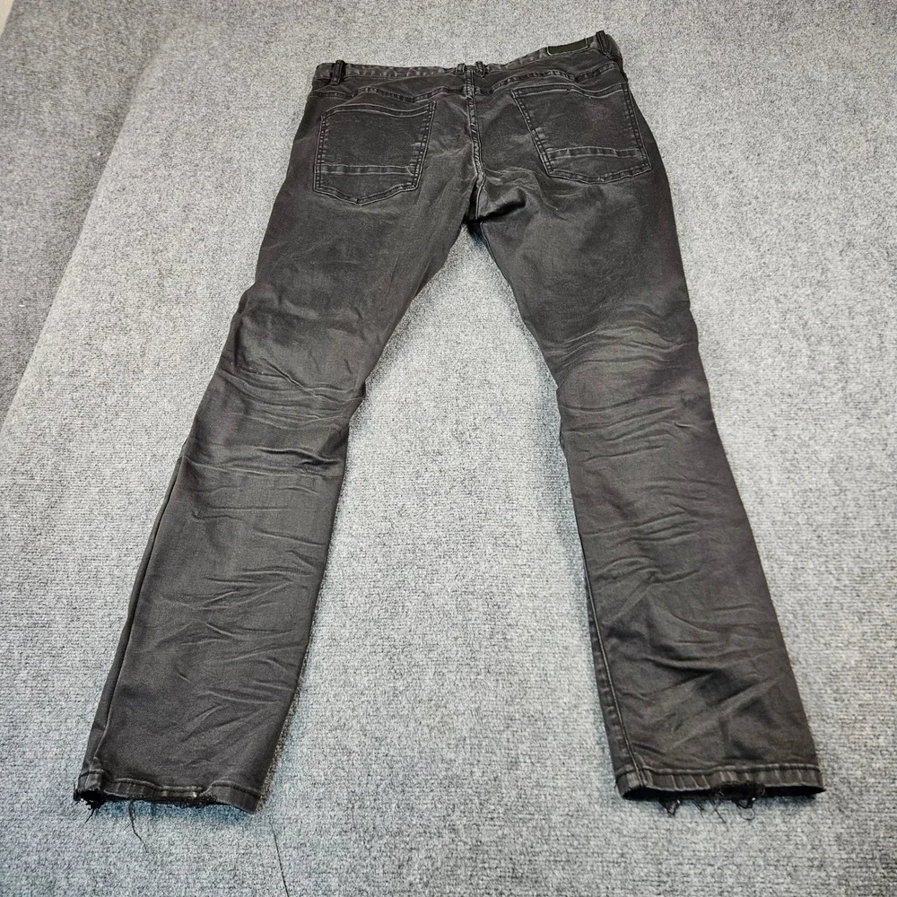 Smoke Rise Mens Distressed Biker Jeans Black Moto Rip Repair Slim Fit 42x32